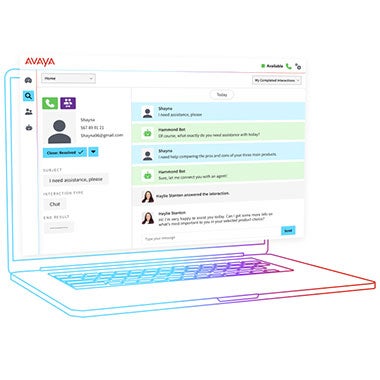 Screen of chat discussion between contact center agent and customer