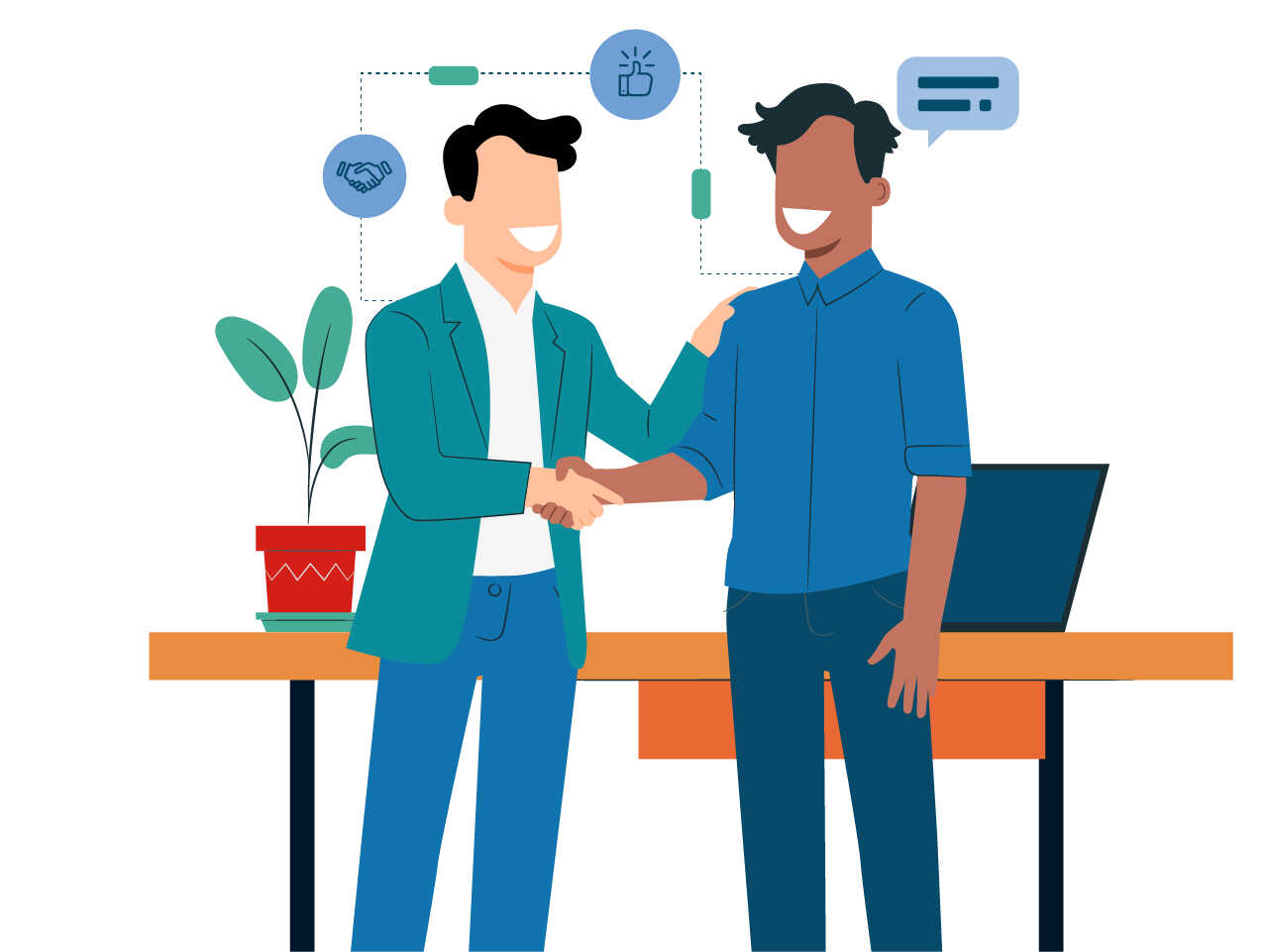 Illustration of two men shaking hand with each other