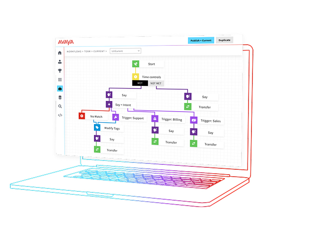 Laptop with Avaya illustration