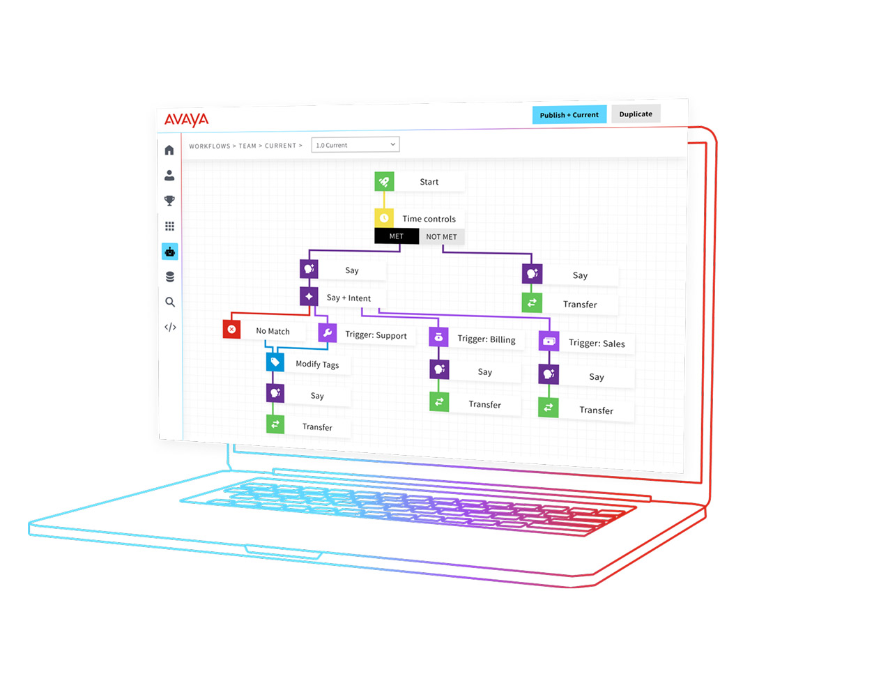 Laptop with Avaya illustration