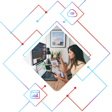 Woman looking at charts