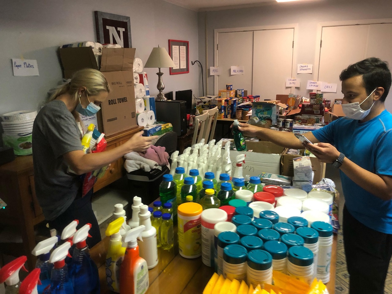 Students organising supplies
