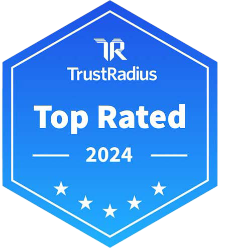 Insignia del premio de Trust Radius Top Rated
