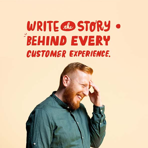 Engage illustration that says write the story behind every customer experience
