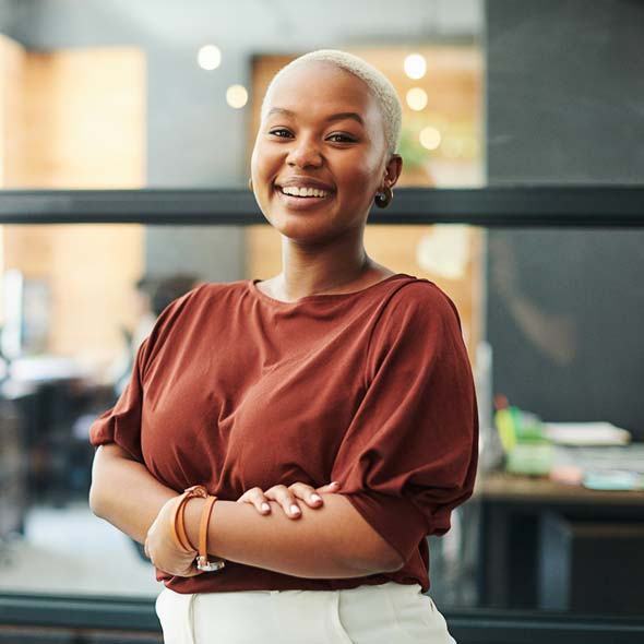 Young businesswoman working in a modern office