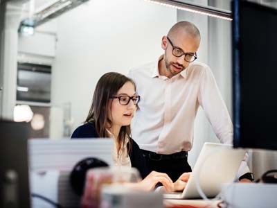 business people working in office room