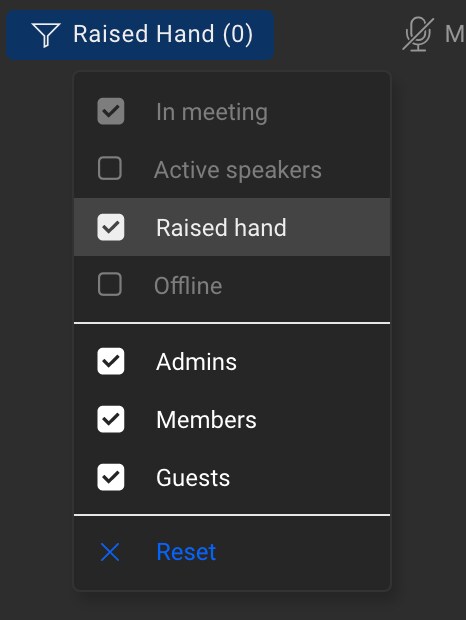 Group Spaces Roster Filters example on web screen
