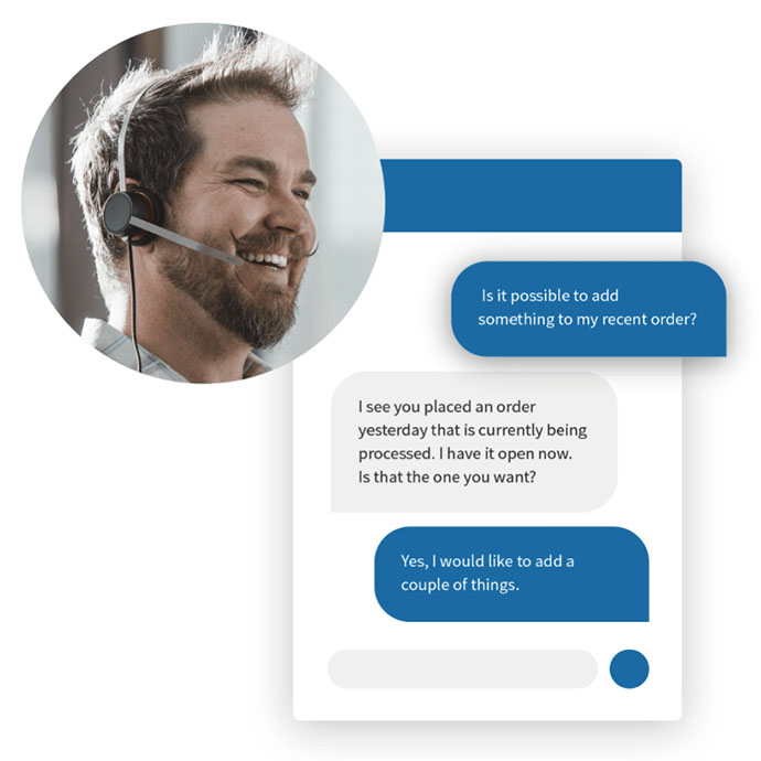 Contact Center Agent with Chat Message Showing
