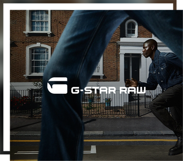 G-Star Raw ad photo shows denim product worn by running athlete.
