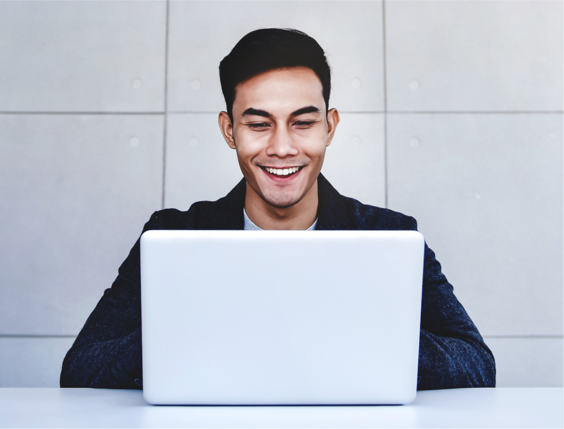person using laptop